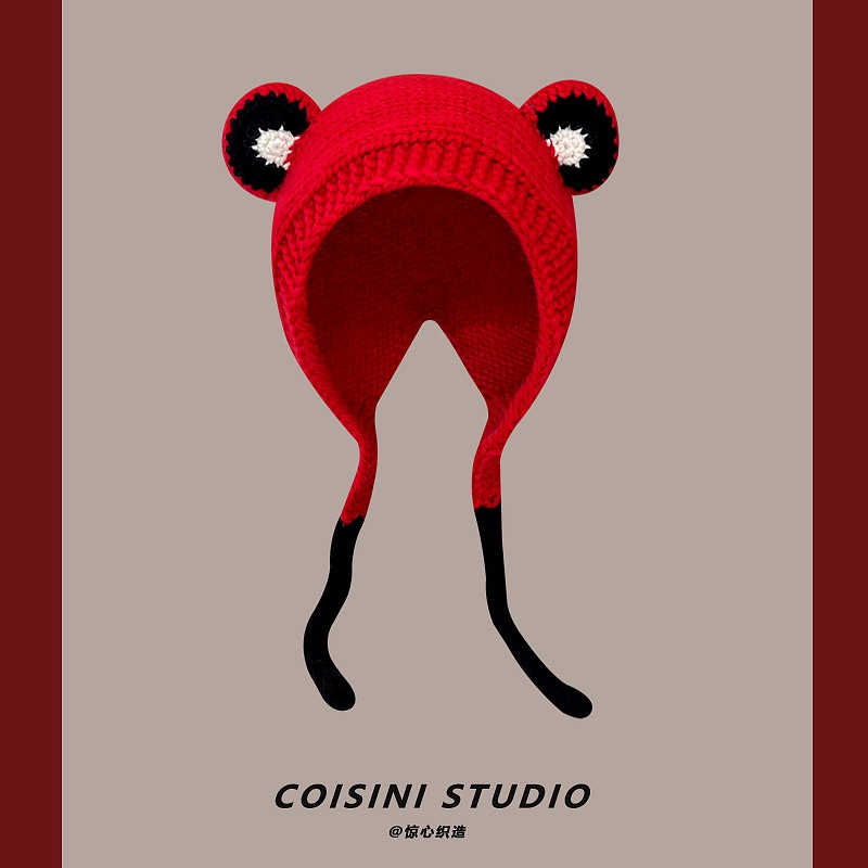 Mũ Len Dệt Kim Giữ Ấm Tai Gấu Dễ Thương