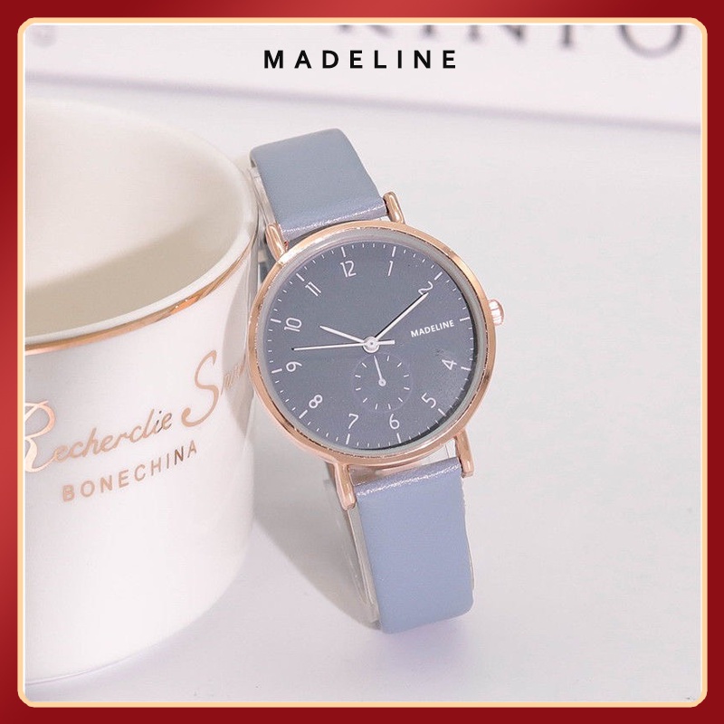 Đồng hồ thời trang nữ Madeline M168 kiểu mới dây da mềm êm tay mặt số vạch tuyệt đẹp nhiều màu dể dàng phối đồ