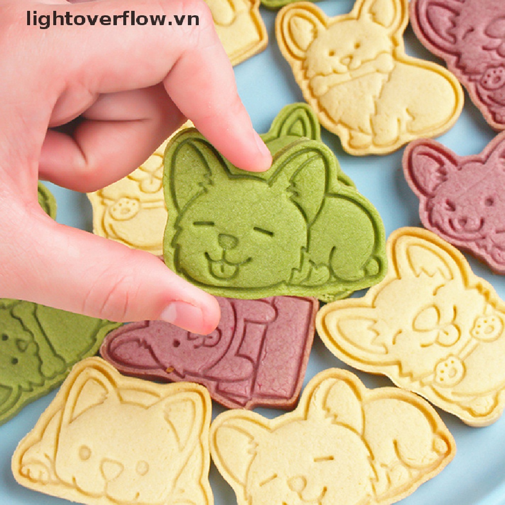 Set 8 Khuôn Nhựa Làm Bánh Quy Hình Chú Chó Corgi 3D Dễ Thương