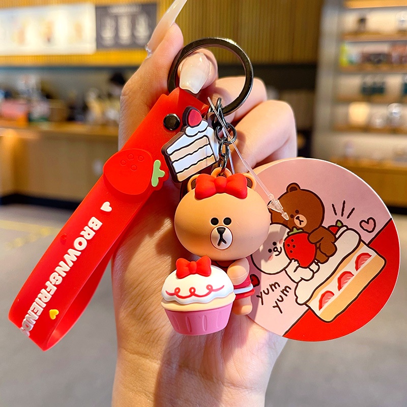 Móc Khóa Hình Gấu Nâu Hoạt Hình Xinh Xắn Đáng Yêu