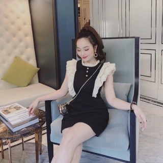 Đầm đen phối bèo trắng (kèm hình thật)