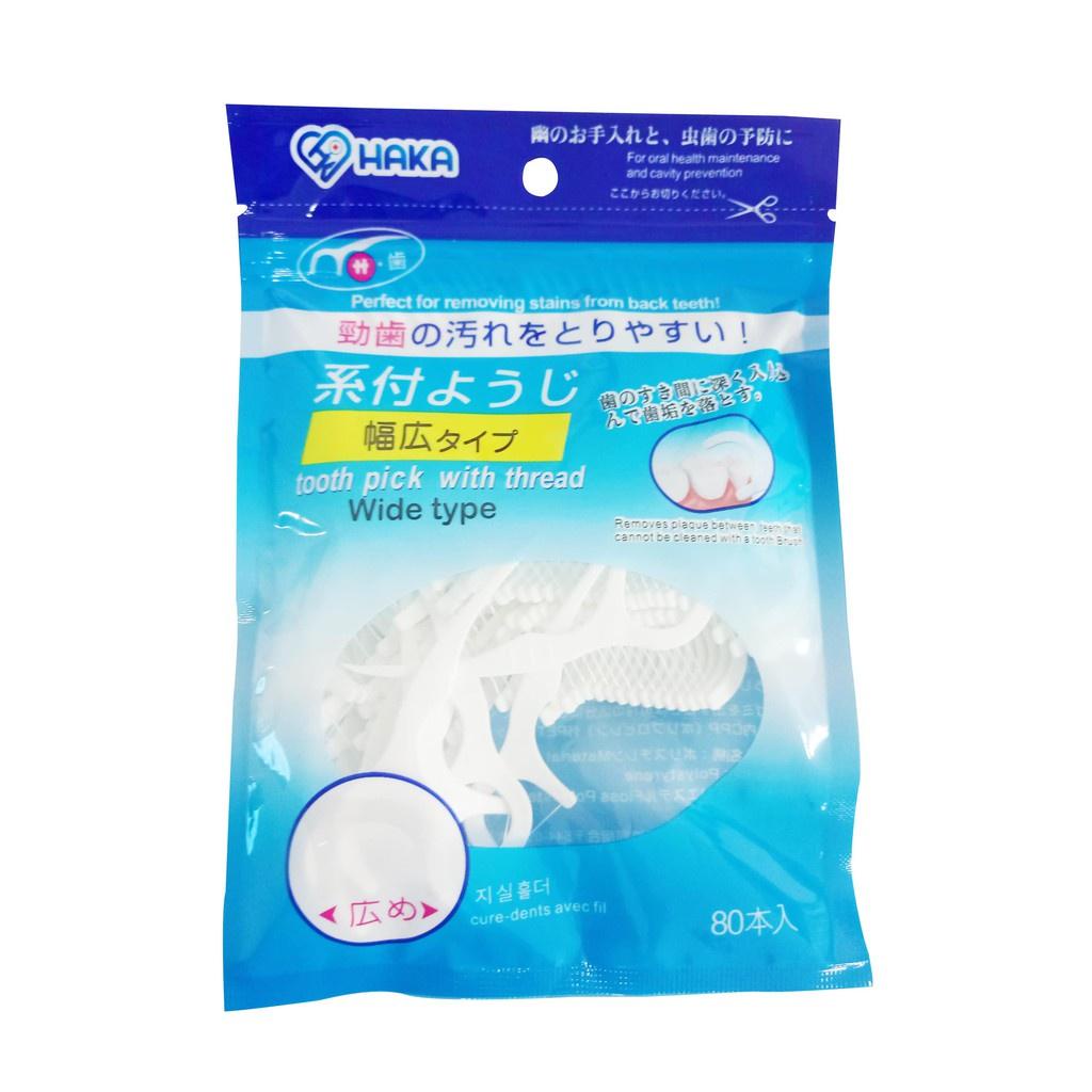 Tăm chỉ nha khoa Nhật Bản Sakura - Sunny - Haka,  gói 80 que, chăm sóc răng miệng, chỉ tơ, đầu tăm nhọn - Loki