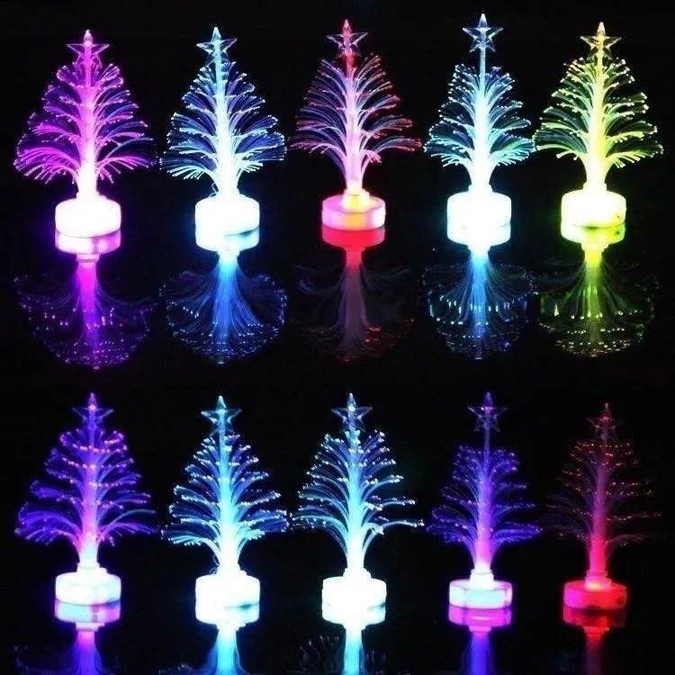 LED Colorful Fiber Optic Christmas Tree Colored Fiber Optic Slow Flash LED Mini Christmas Tree with Top Star Battery Powered