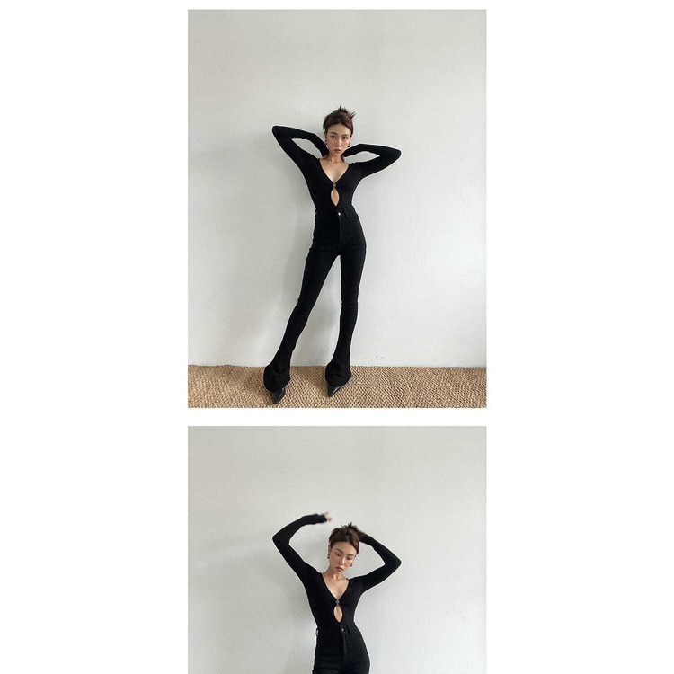 Jumpsuit Tay Dài Thiết Kế Khoét Lỗ Phong Cách Âu Mỹ Quyến Rũ