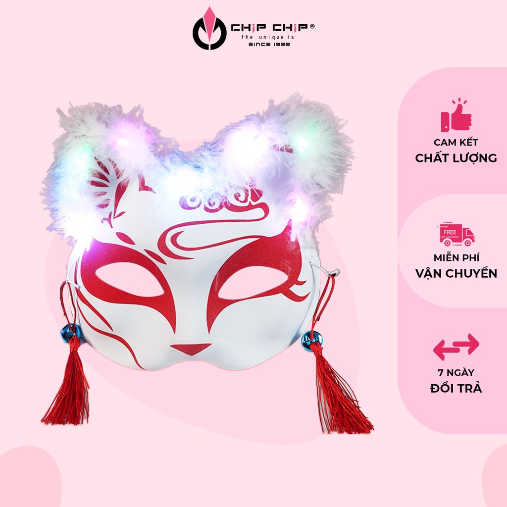 Mặt nạ hóa trang Halloween, mặt nạ cáo kèm đèn led phát sáng - Chip Chip Shop