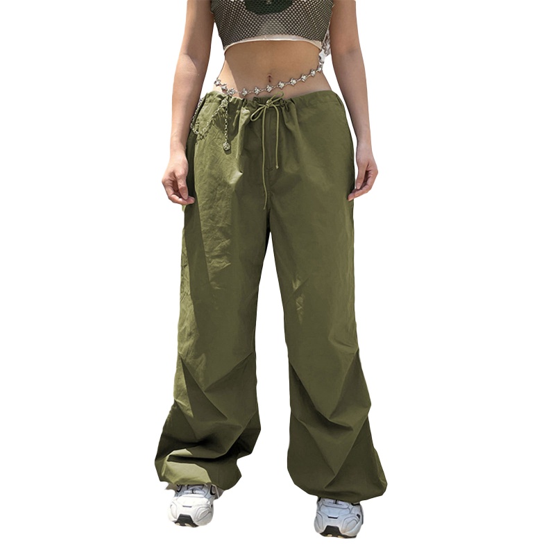 Quần Jogger Lưng Thấp Ống Rộng Phong Cách Hippie Đường Phố Cho Nữ