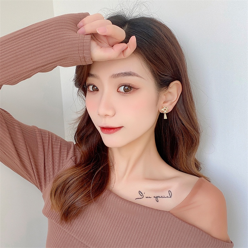 Khuyên tai kẹp không bấm lỗ chốt cố định K141 bằng hợp kim vàng hình khối dáng midi Leous Accessories