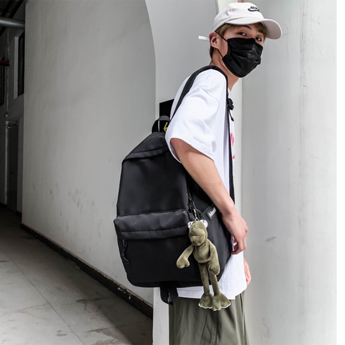 Balo trơn đen basic nhiều màu Ulzzang kiểu Hàn Quốc vải dù chống nước nam nữ đi học đi chơi N20