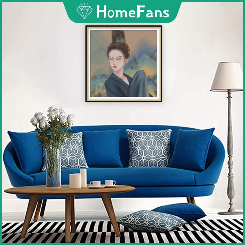 Bộ Tranh Đính Đá 5D Tự Làm 30x30cm / 40x40cm / 50x50cm Hình Cô Gái Xinh Đẹp