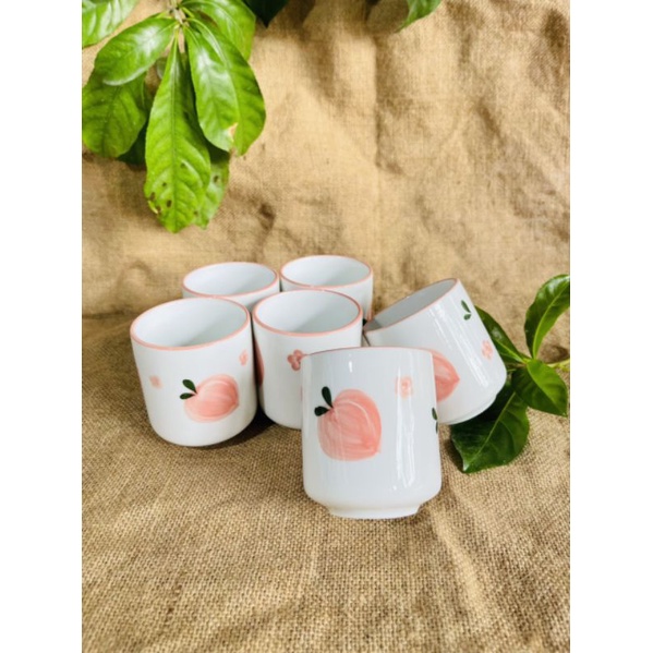 Cốc Sứ Uống Nước Chén Trà Hoạ Tiết Vẽ Tay Dễ Thương 180ML Decor