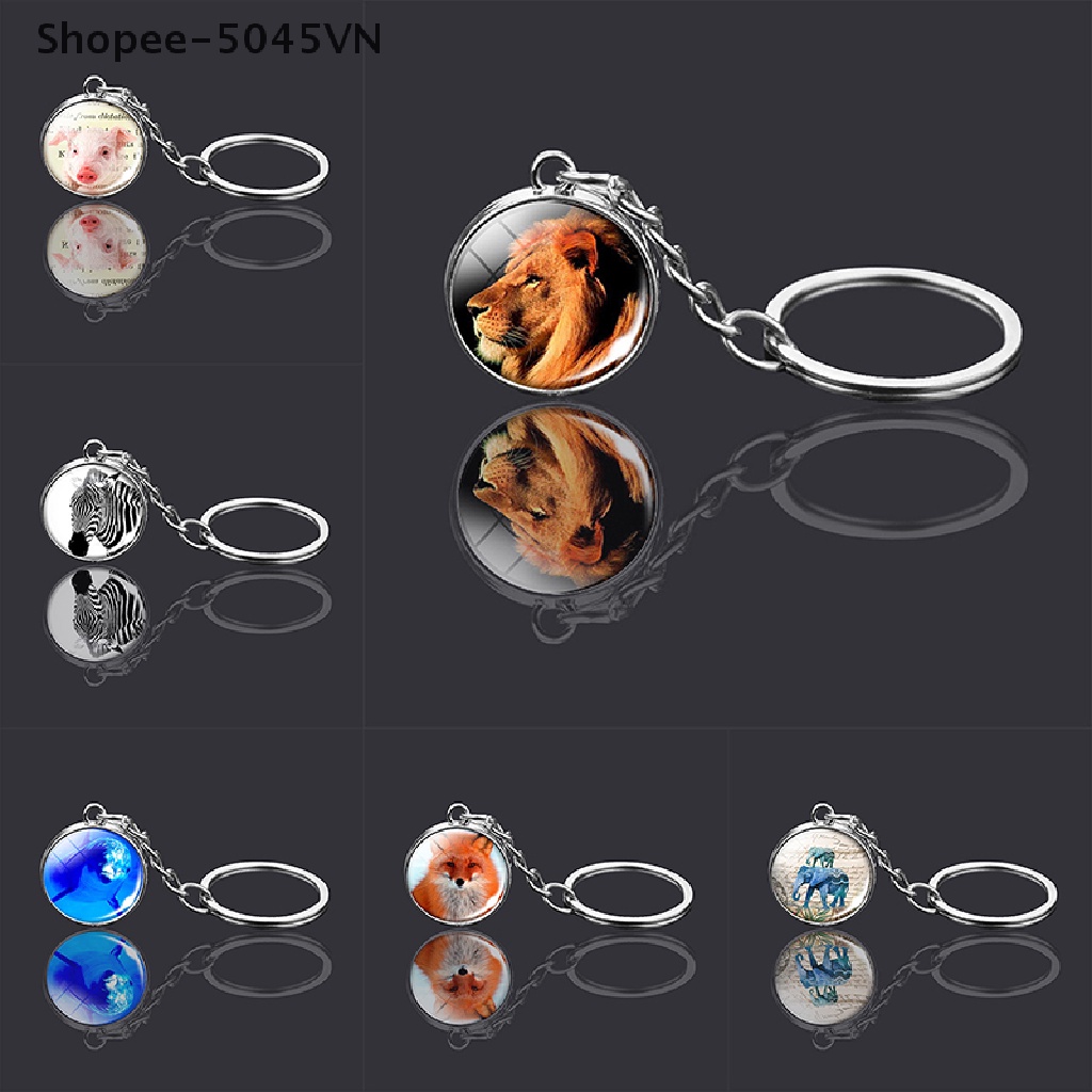 [Hàng Có Sẵn] Móc Khóa Quả Cầu Thủy Tinh Hai Mặt Hình Sói Hổ (H)