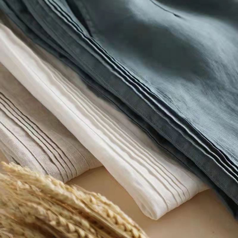 Ice cotton linen wide leg pants pants side stripes straight high waist foreign trade Japan Department of the original single