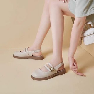Giày Lolita hở gót đế bằng