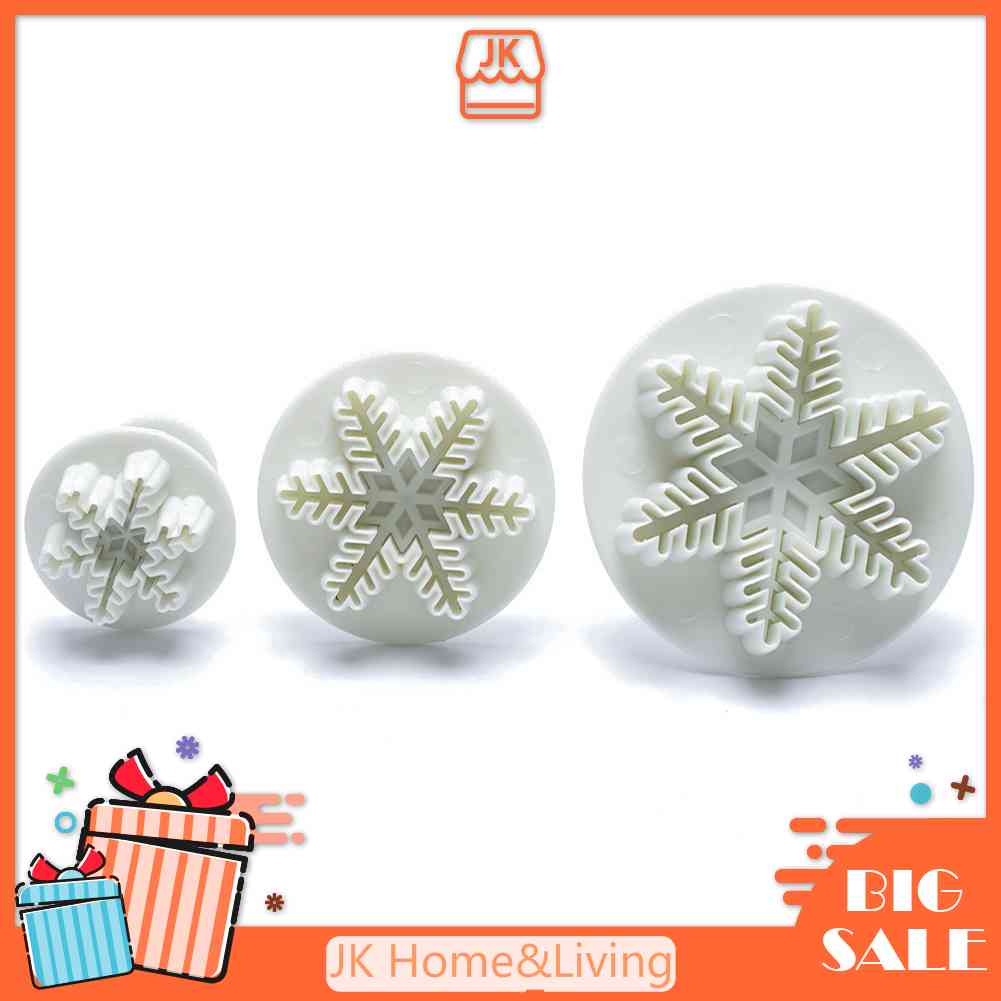 Set 3 Khuôn Nhựa Làm Bánh Tạo Hình Bông Tuyết Độc Đáo Tiện Dụng
