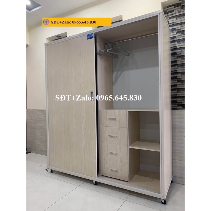 Tủ Nhựa Đài Loan 4 Cánh Cửa Lùa Màu Gỗ Sồi 697
