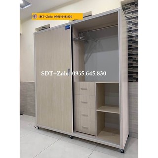 Tủ Nhựa Đài Loan 4 Cánh Cửa Lùa Màu Gỗ Sồi 697