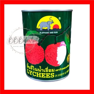 Vải thiều nước đường THÁI LAN đóng lon ELEPHANT AND SUN Thái Lan xanh - Lon 565gr