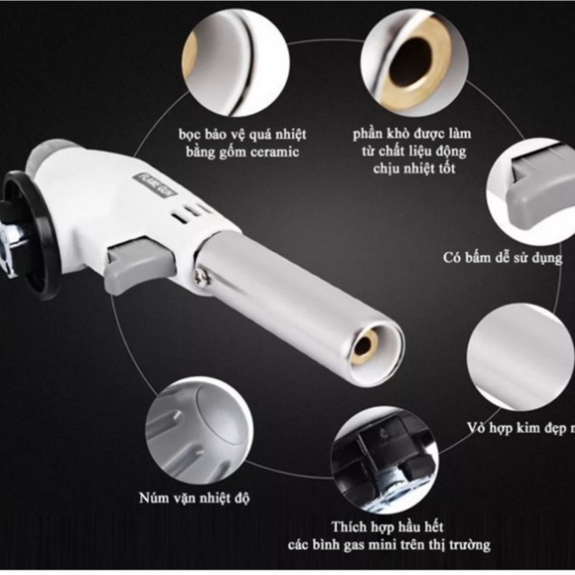 Đầu khò ga cao cấp, dụng cụ đánh lửa tự động, đầu khò gas cầm tay sử dụng bình gas mini Tiện Dụng