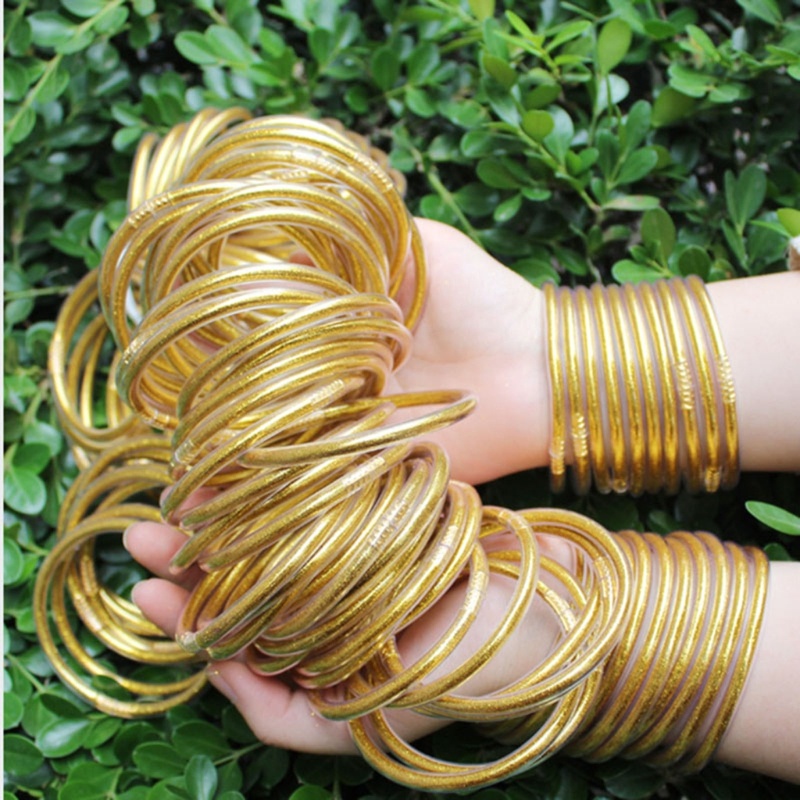 Vòng Tay Silicone Màu Thạch Kim Tuyến Lấp Lánh Cho Nữ