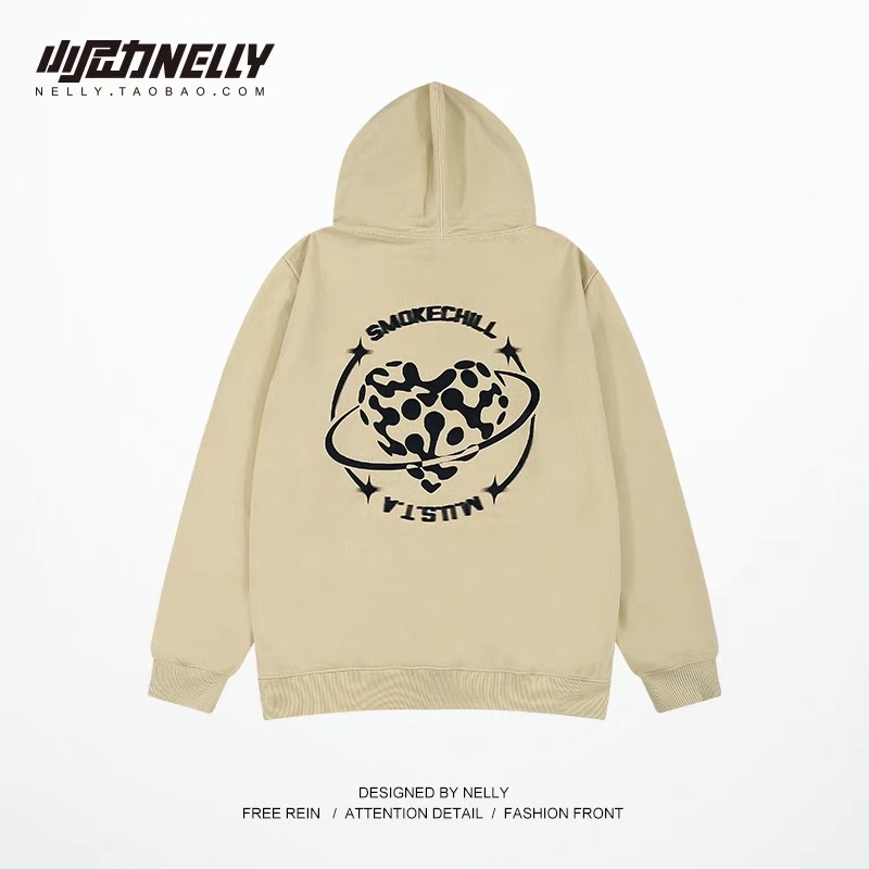 Áo nỉ hoodie Nelly unisex mẫu mới 2022 2 màu kem, tro