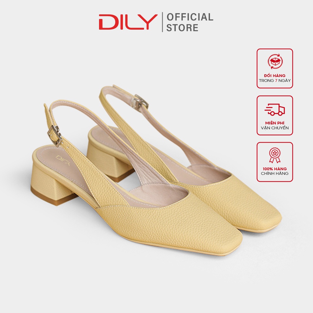 Giày cao gót nữ DILY quai hậu mũi vuông gót vuông thời trang cao 5cm_AA0349