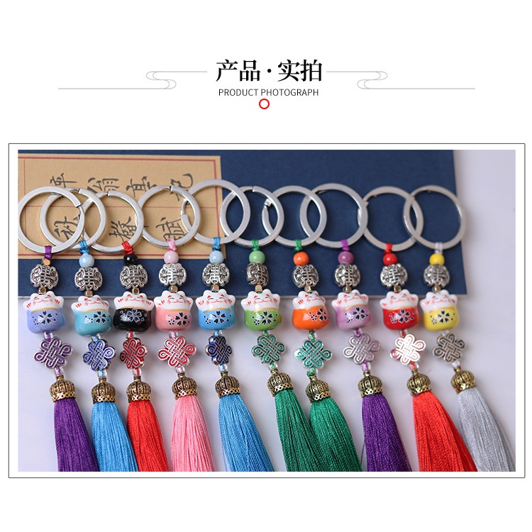 Móc Khóa Mèo Chiêu Tài - Mèo May Mắn Handmade