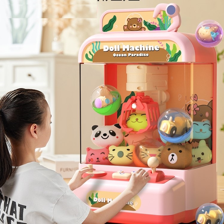 Máy gắp thú mini siêu rẻ đồ chơi cho bé kích thước lớn có đèn nhạc chạy pin sạc, quà tặng sinh nhật cho trẻ em