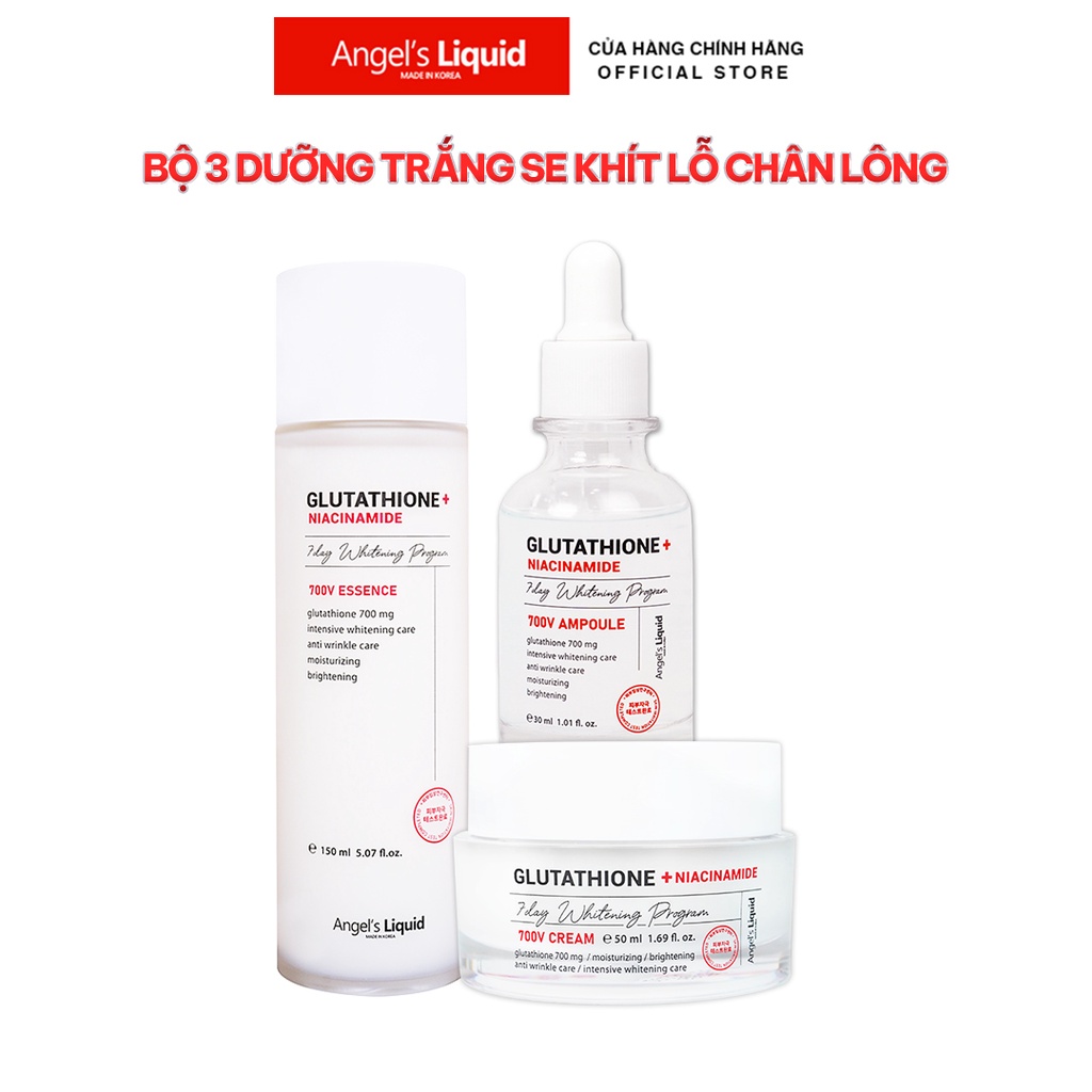 Bộ 3 sản phẩm Nước thần, Serum, Kem Dưỡng Trắng, Se Khít Lỗ Chân Lông Angel's Liquid Glutathione Plus Niacinamide