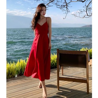 Đầm 2 dây hở lưng cột nơ quyến rũ gợi cảm cho nàng chubby ( thời trang vickyy.g - anitagreen ) NQ1122