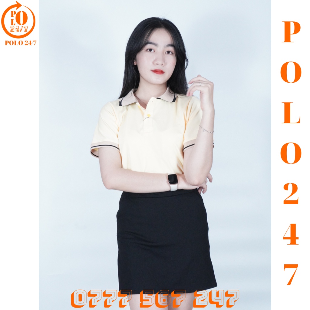 Polo vàng nhạt đơn giản tinh tế, chất vải cá sấu cotton co giản 4 chiều, thoáng mát.