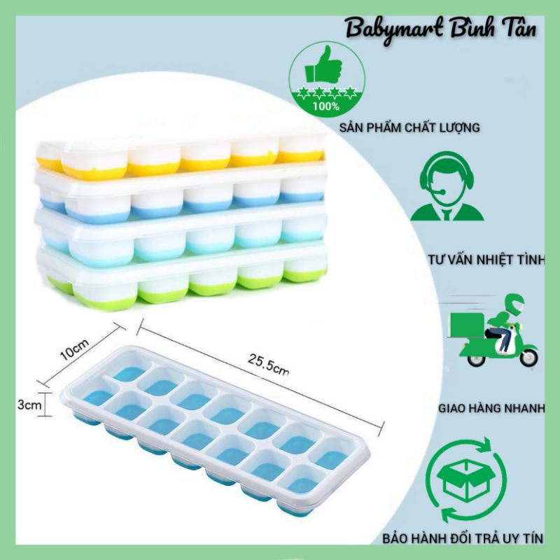khây trữ đông nước daishi, đồ ăn dặm, khây làm đá, có đế silicon dễ lấy, chất liệu an toàn cho bé, không chứa BPA