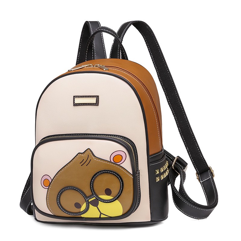 Balo da nữ dễ thương hình gấu đeo kính mẫu mới thời trang giá rẻ DIOMI