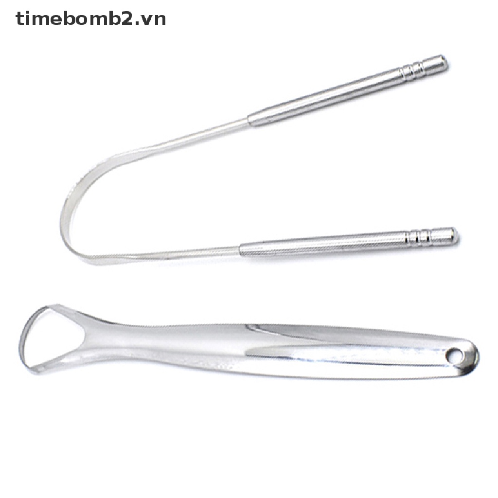 Set 2 Dụng Cụ Nạo Lưỡi Bằng Thép Không Gỉ Vệ Sinh Chăm Sóc Răng Miệng