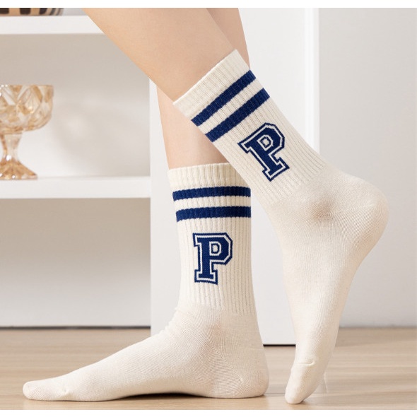 Vớ Tất cổ cao Unisex chữ P, W phong cách thể thao, trẻ trung và năng động.