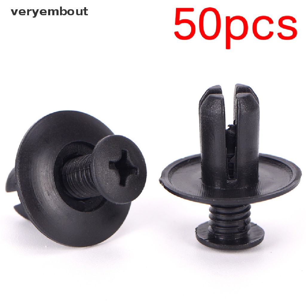 FENDER Set 50 Đinh Tán Nhựa 8mm Màu Đen Chuyên Dụng Cho Xe Hơi