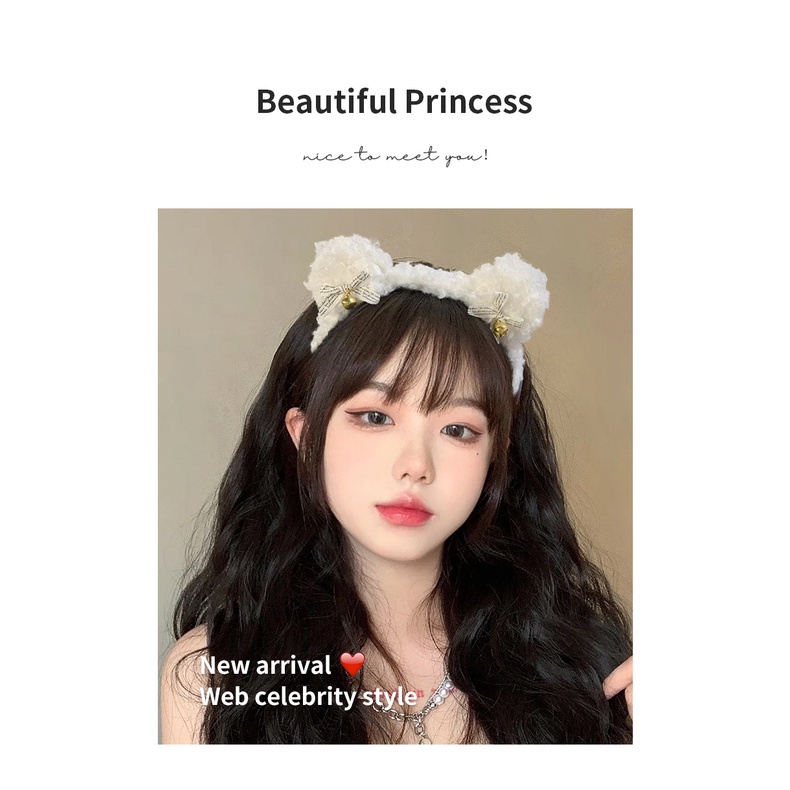 Băng Đô Cài Tóc Bằng Lông Nhung Phong Cách Công Chúa Dễ Thương Cho Nữ