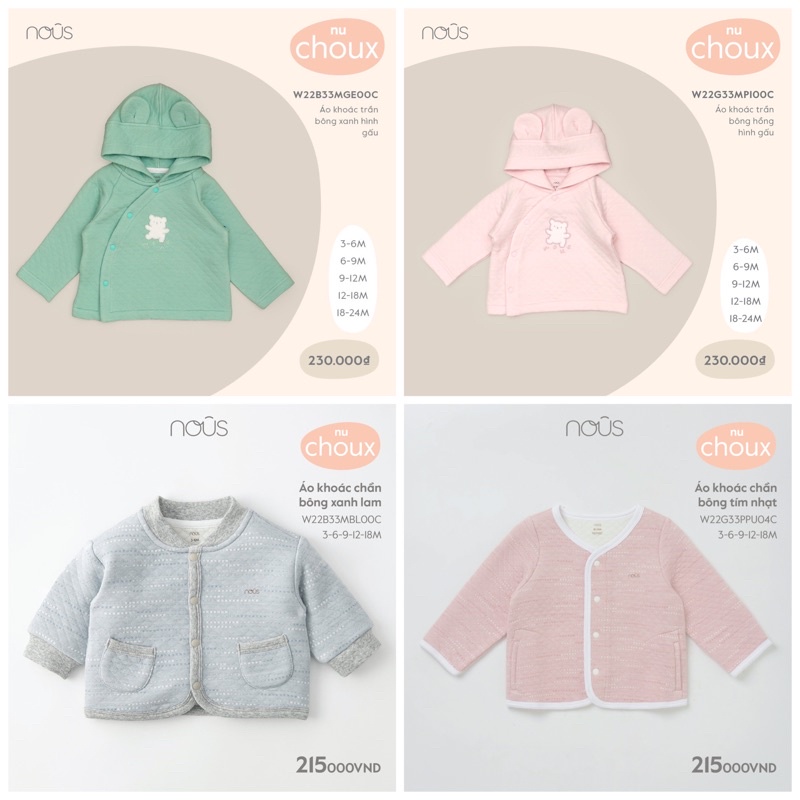 Áo khoác Nous cho bé trai bé gái