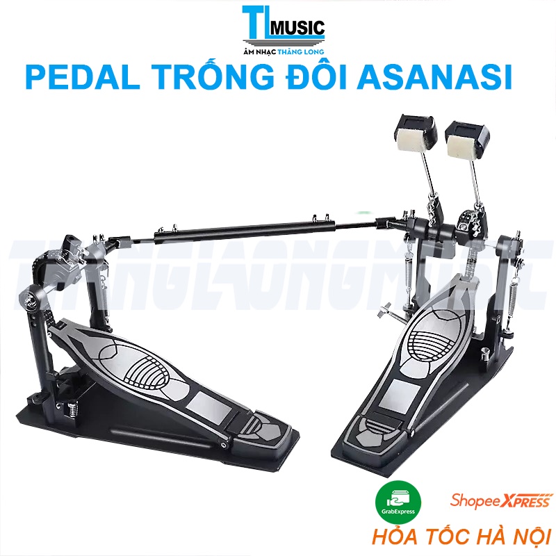 Pedal trống đôi - Double kick- Chân Bass Trống Đôi CHÍNH HÃNG ASANASI P500 cao cấp-Pedal đôi cho trống Jazz