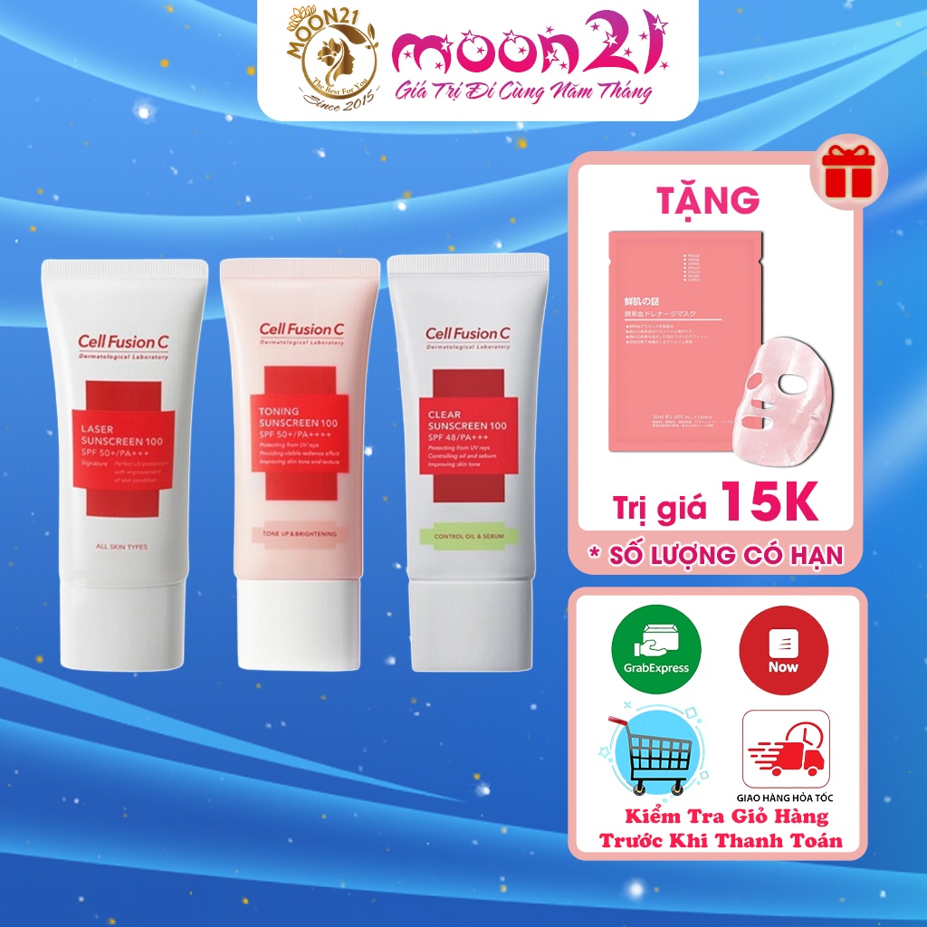 Kem chống nắng nâng tông kiềm dầu Cell Fusion C MOON21 Spf50 50ml cho da nhạy cảm