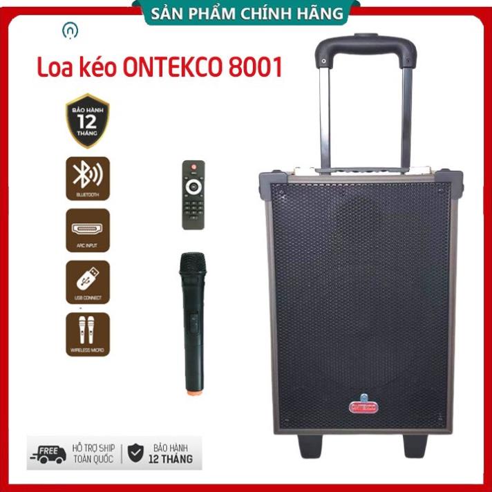Loa kéo bluetooth Ontekco 8001 bass 20 di động Tặng kèm 1 mic không dây,Thùng gỗ cao cấp - Bảo hành 12 tháng chính hãng