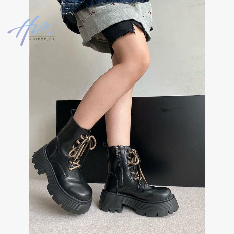 Giày Bốt Martin Đế Dày Tăng Chiều Cao Phong Cách Hàn Quốc Thời Trang Mùa Thu Cho Nữ
