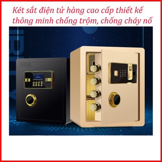 Két sắt điện tử thông minh cao cấp khóa vân tay khóa số thiết kết 2 ngăn tiện lợi