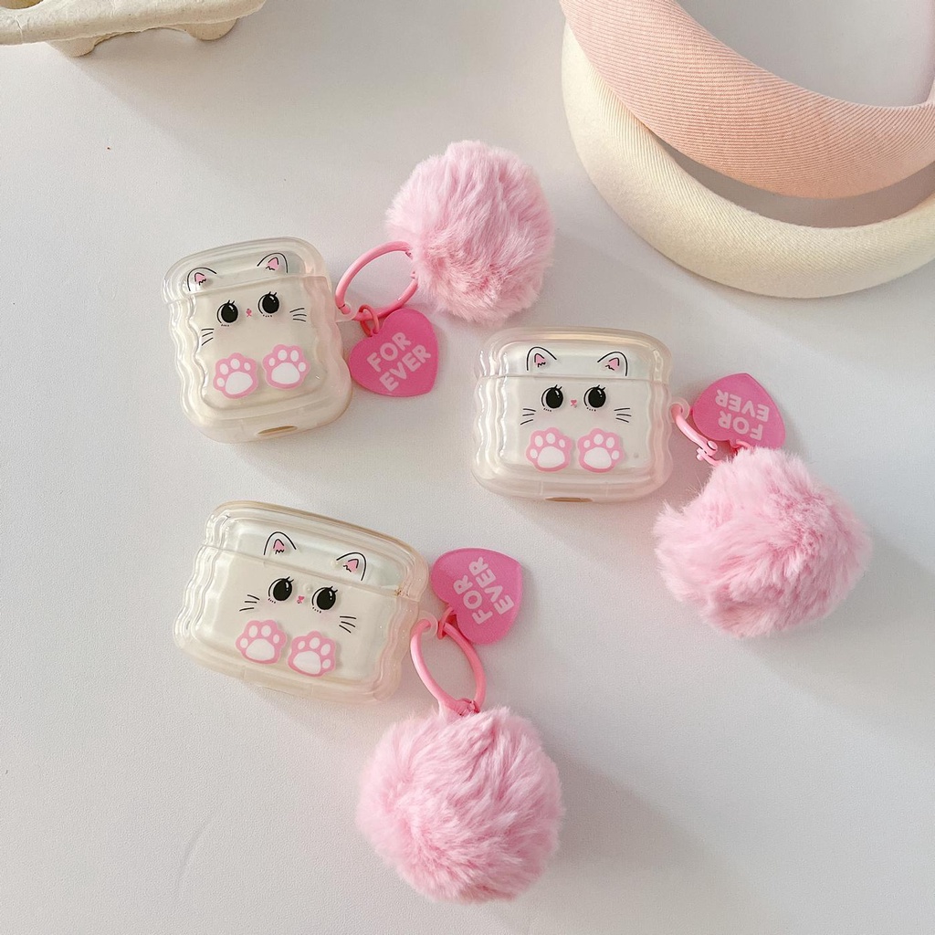 Vỏ Bảo Vệ Hộp Sạc Tai Nghe Bluetooth Airpods 1 / 2 3 2021 gen3 Bằng Silicon Mềm Trong Suốt Họa Tiết Hoạt Hình Đơn Giản Kèm Móc Treo Chống Rơi Tiện