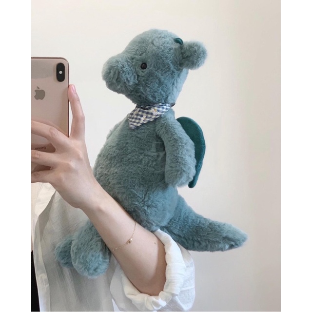 Gấu bông dusky blue dragon rồng xanh tặng kèm khăn hoa thú nhồi bông đồ chơi quà tặng|Gauxinhcorner