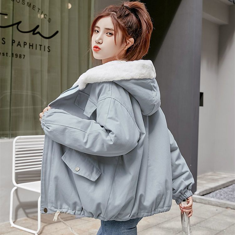 Áo Khoác Đệm Cotton Lông Cừu Dày Dáng Rộng Thời Trang Mùa Đông Hàn Quốc Cho Nữ