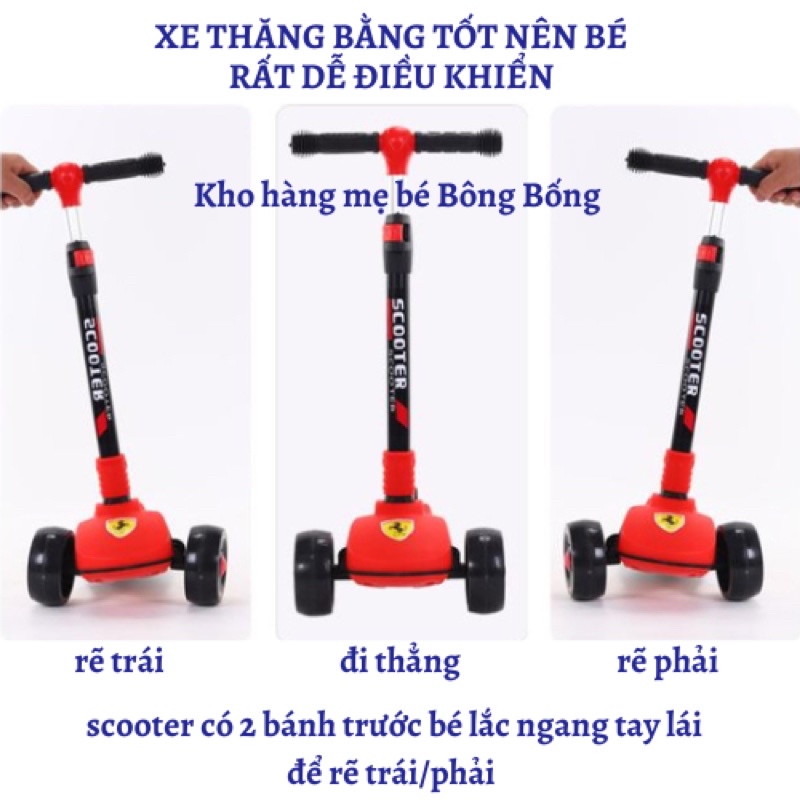 Xe trượt scooter hiệu Be1 hàng xuất Eu bánh to có đèn phát sáng