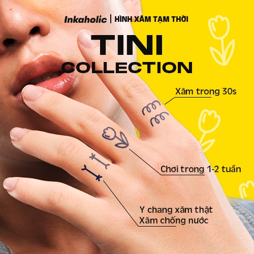 Hình xăm dán tạm thời Inkaholic 15 ngày và chống nước, hình mini cute.