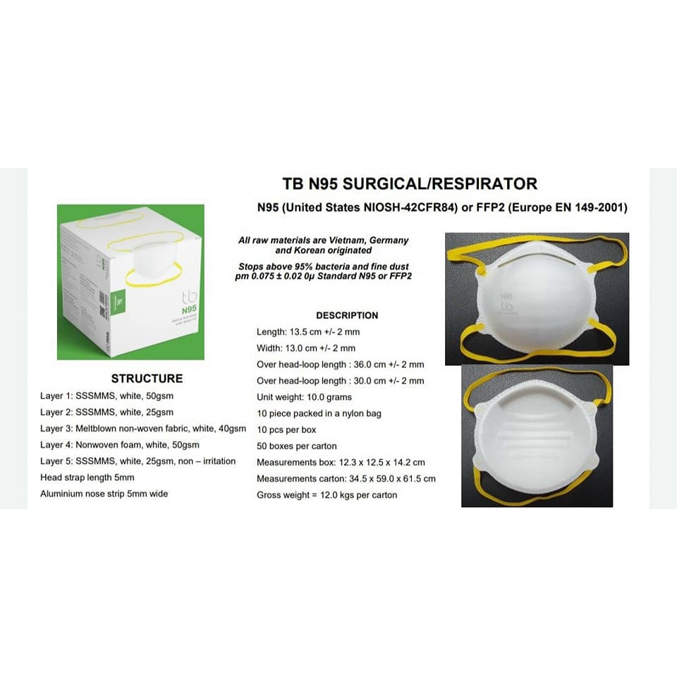 Khẩu Trang TB N95 1991  -Mặt Nạ Chống Độc, Khẩu Trang N95 Dạng Mõm Ngăn 99.99% Vi Khuẩn, Virus Hàng Chính Hãng