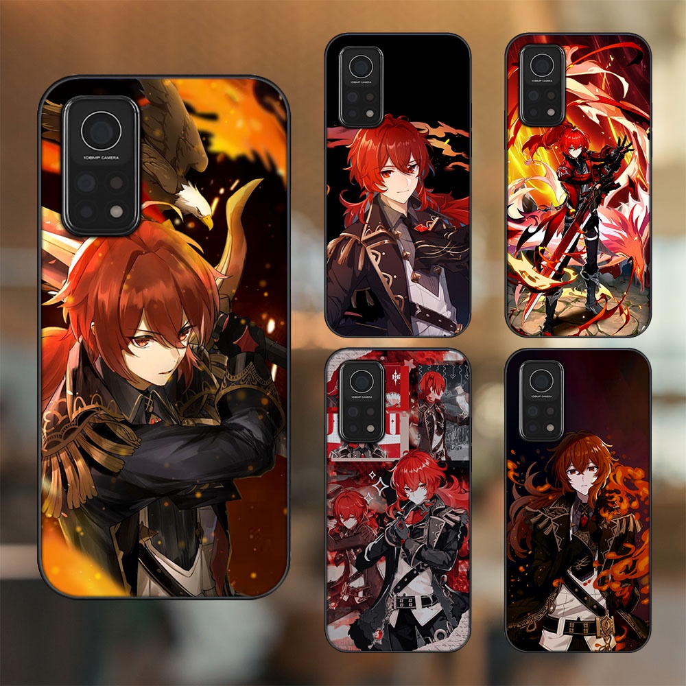 Ốp lưng Xiaomi Mi 10T Pro 5G viền đen in hình Diluc Genshin Impact