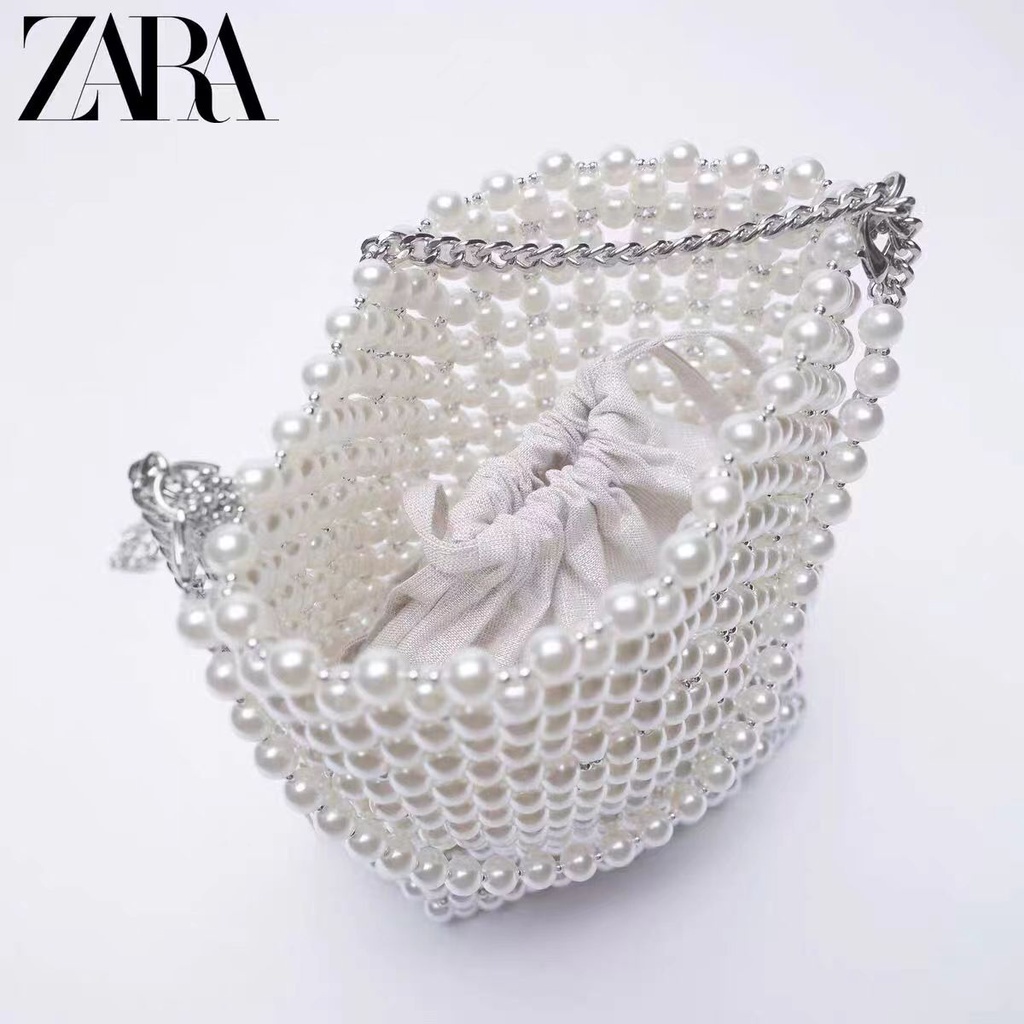 Túi Xách Zara Mini Đính Hạt Ngọc Trai Thời Trang Cho Nữ